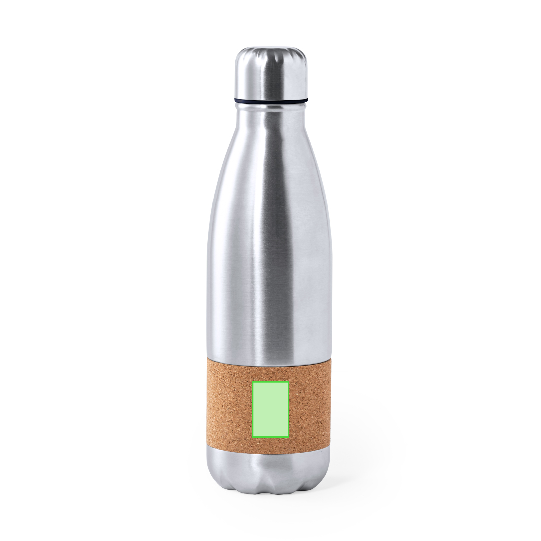 Centered on the side of bottle
