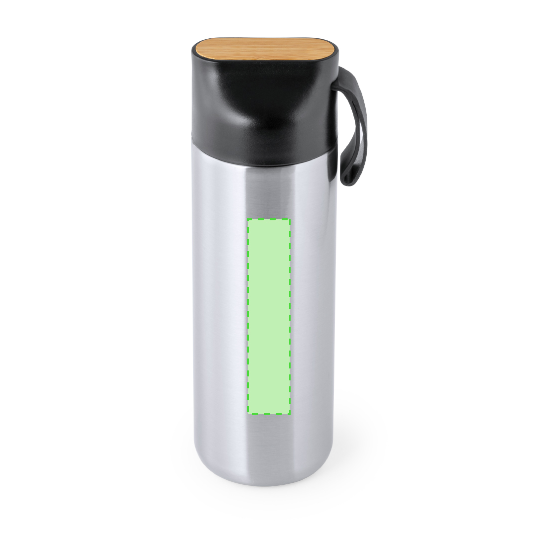 Centered on the side of bottle