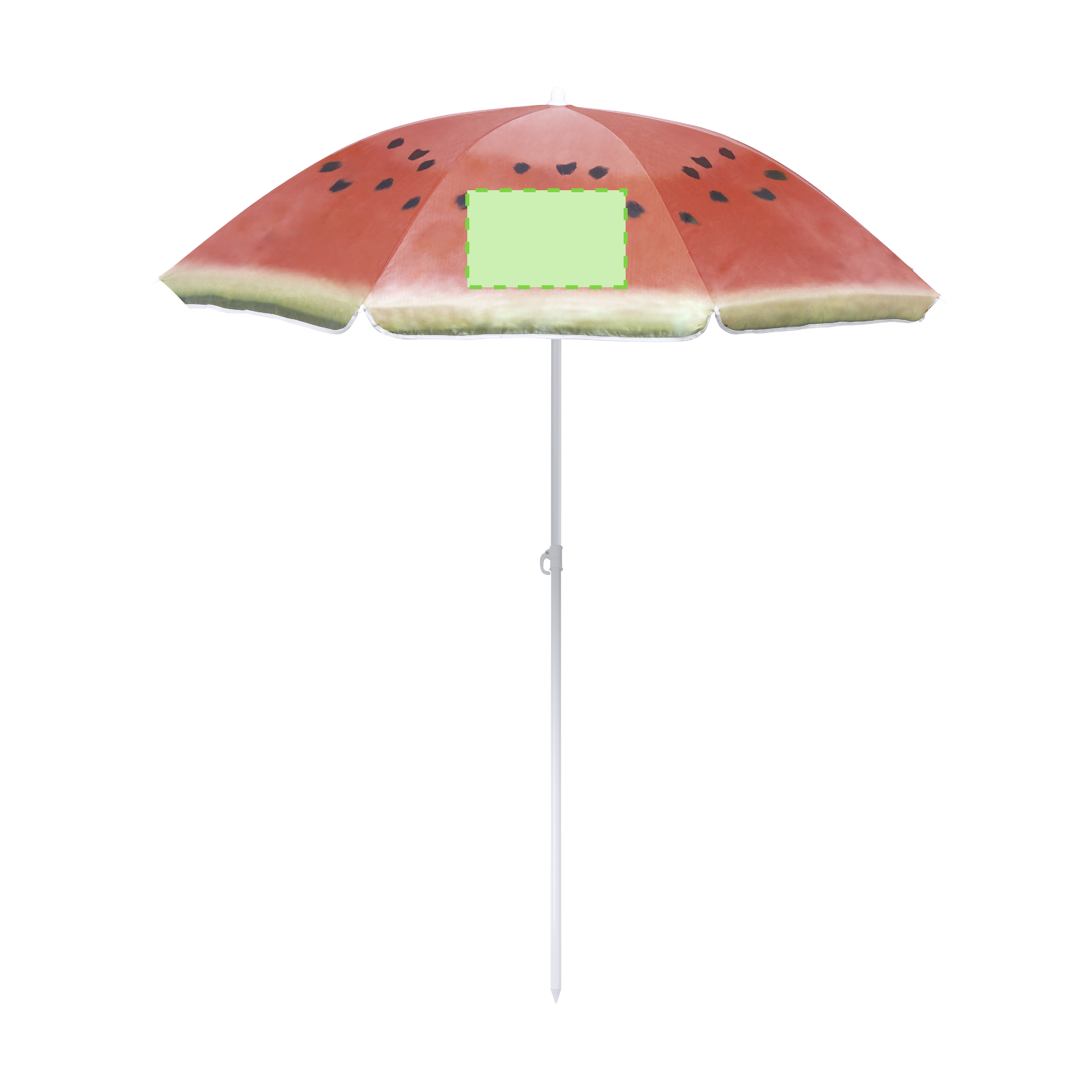 In one panel of the umbrella