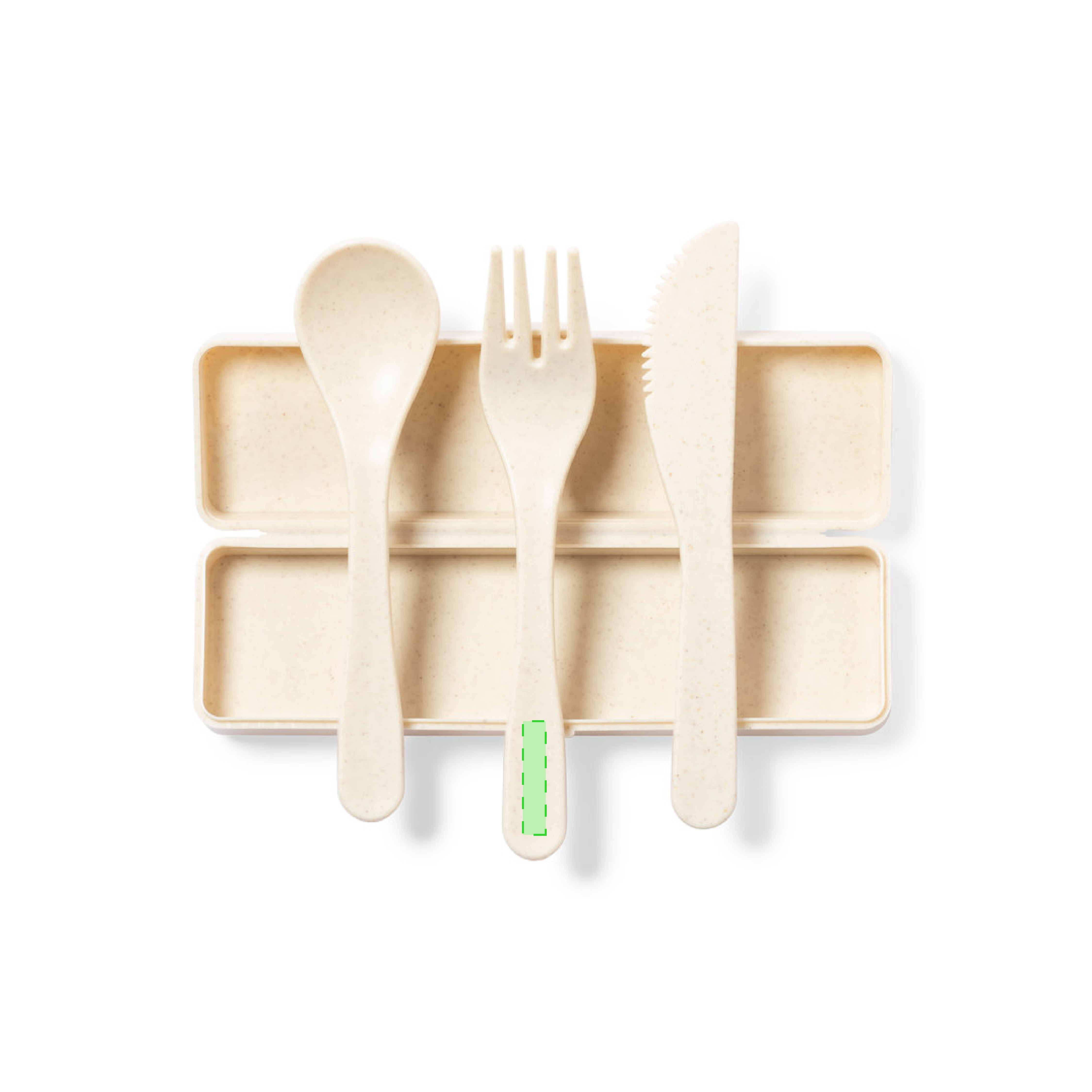 In the handle of the fork