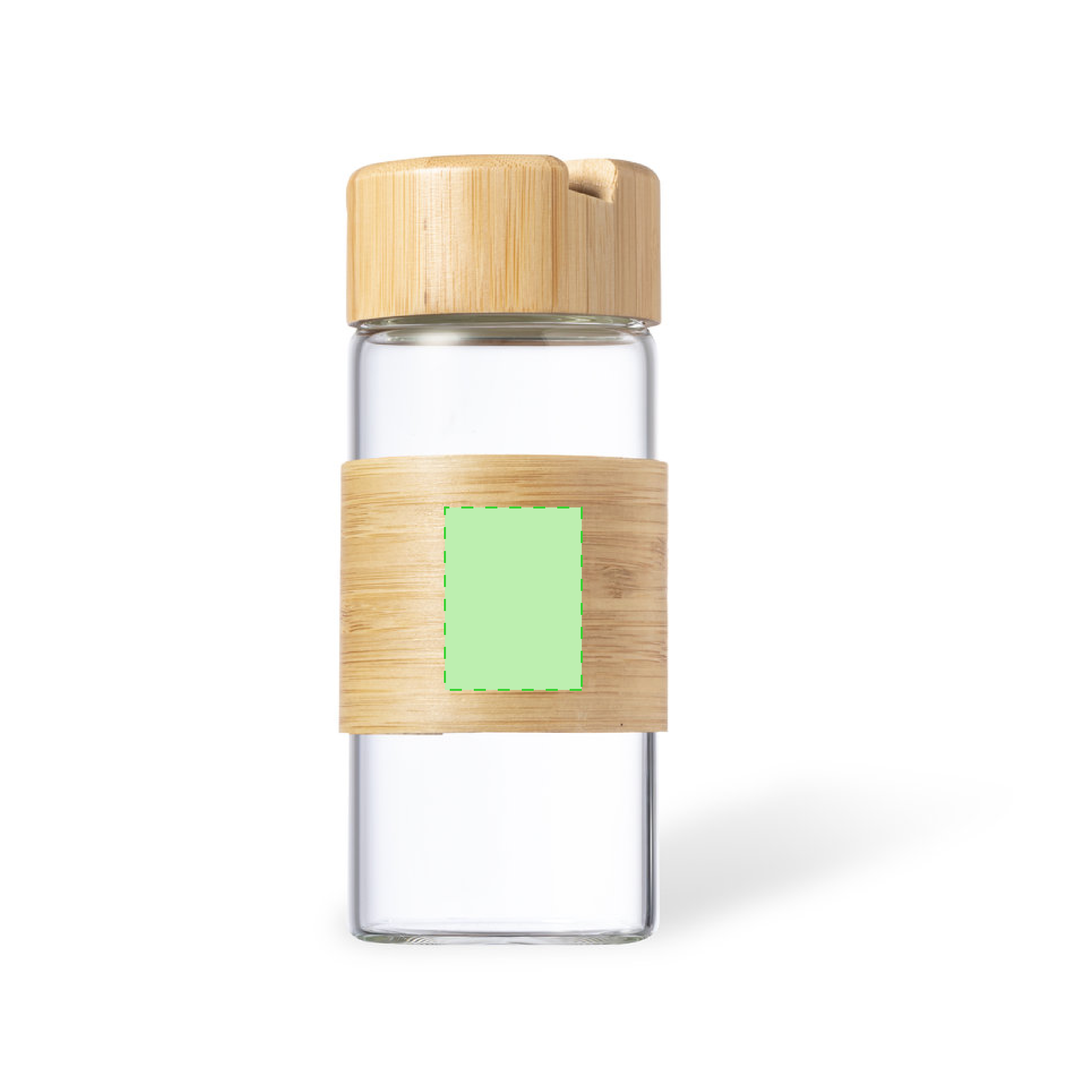 Centered on the side of bottle