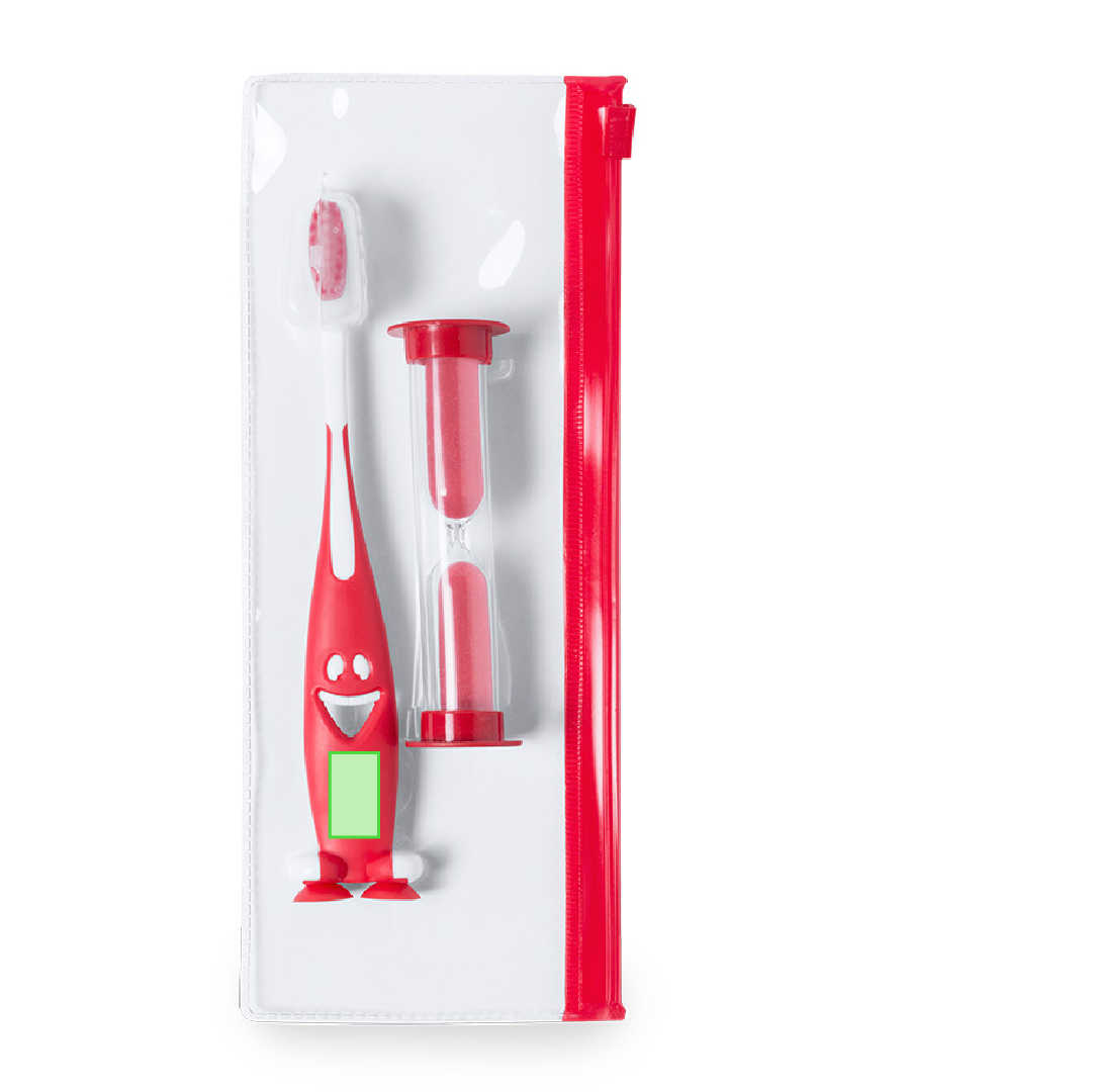 In the toothbrush, under the mouth