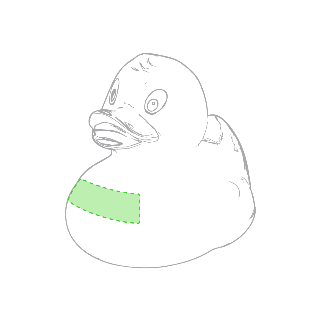 On front in chest under beak
