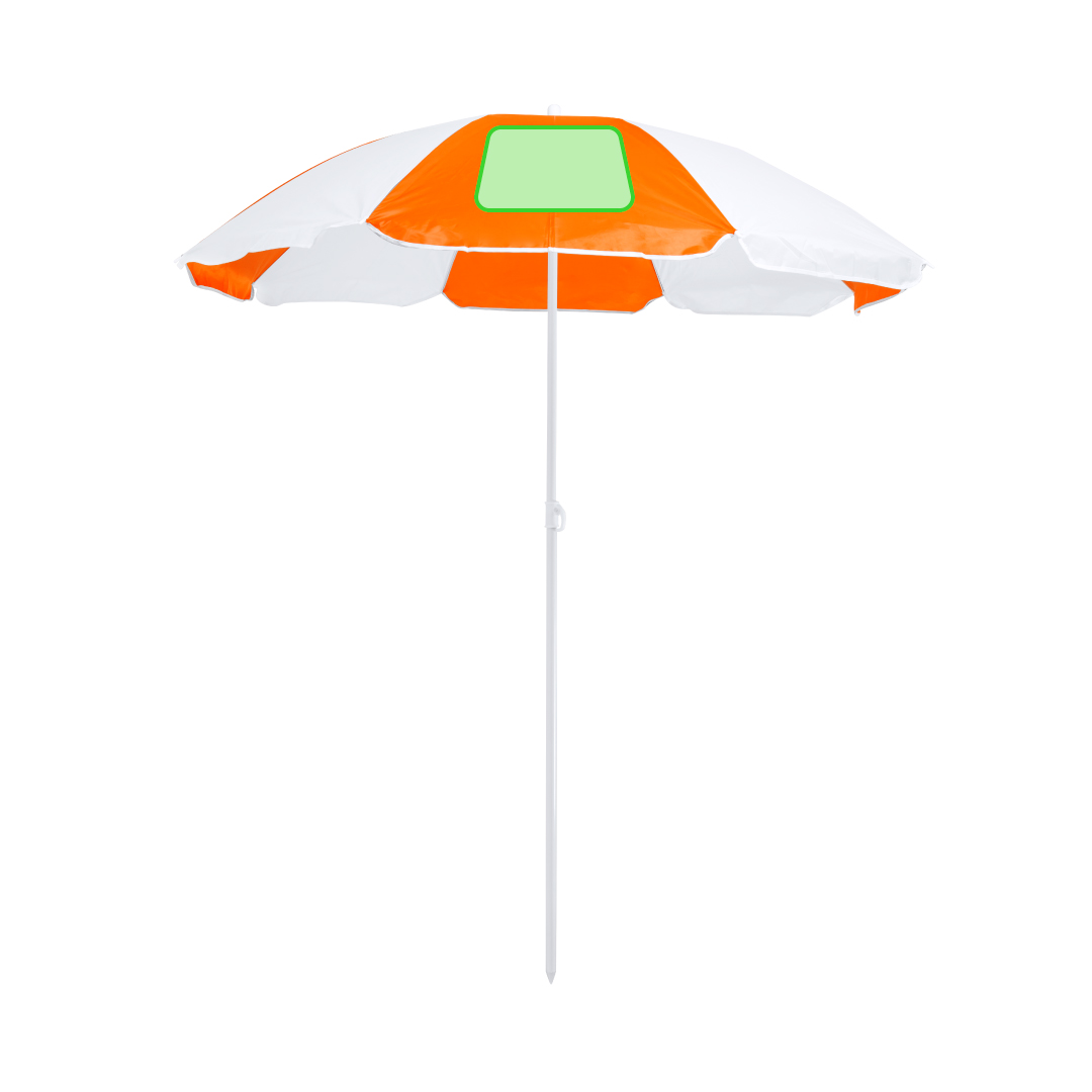 In one panel of the umbrella