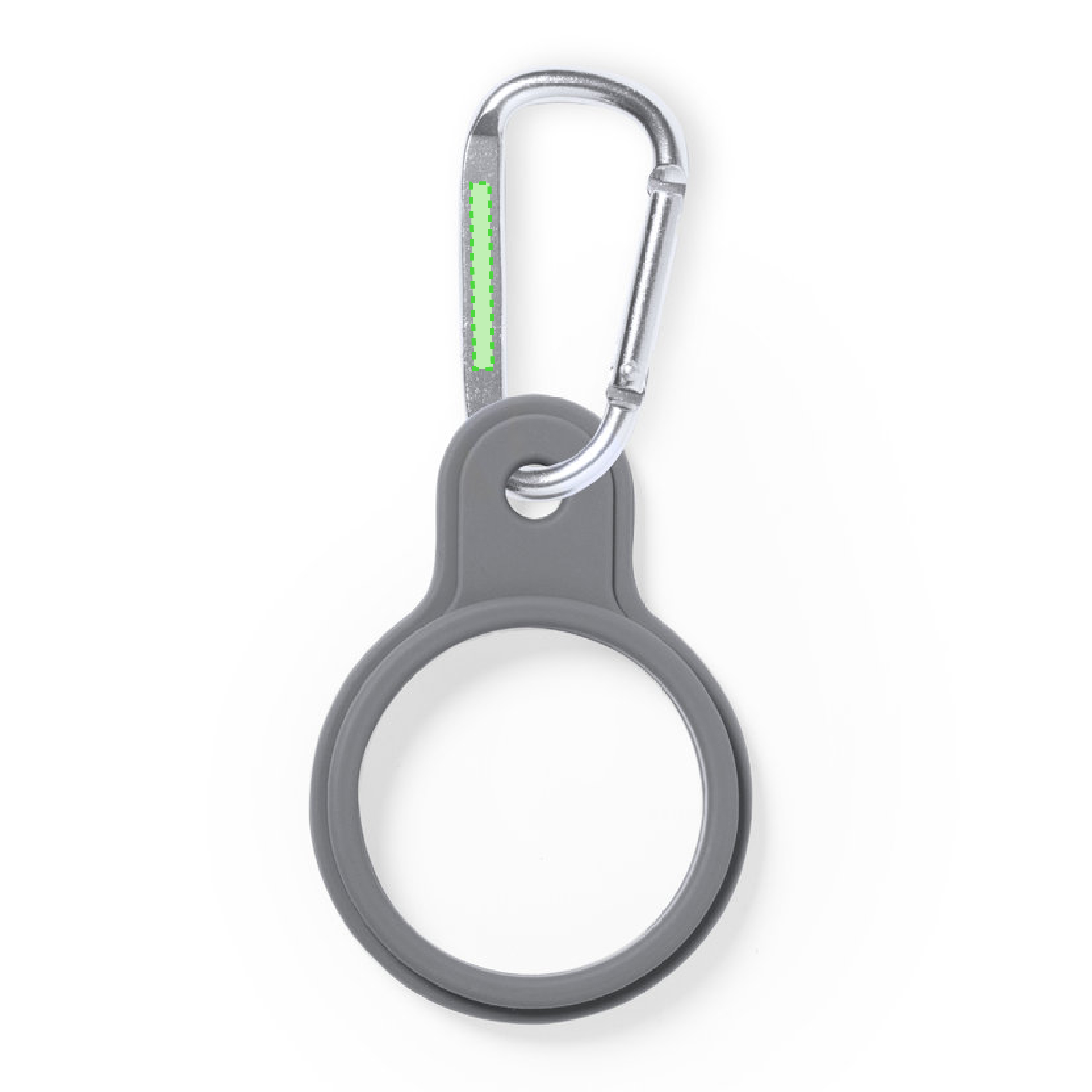 In the flat part of the carabiner