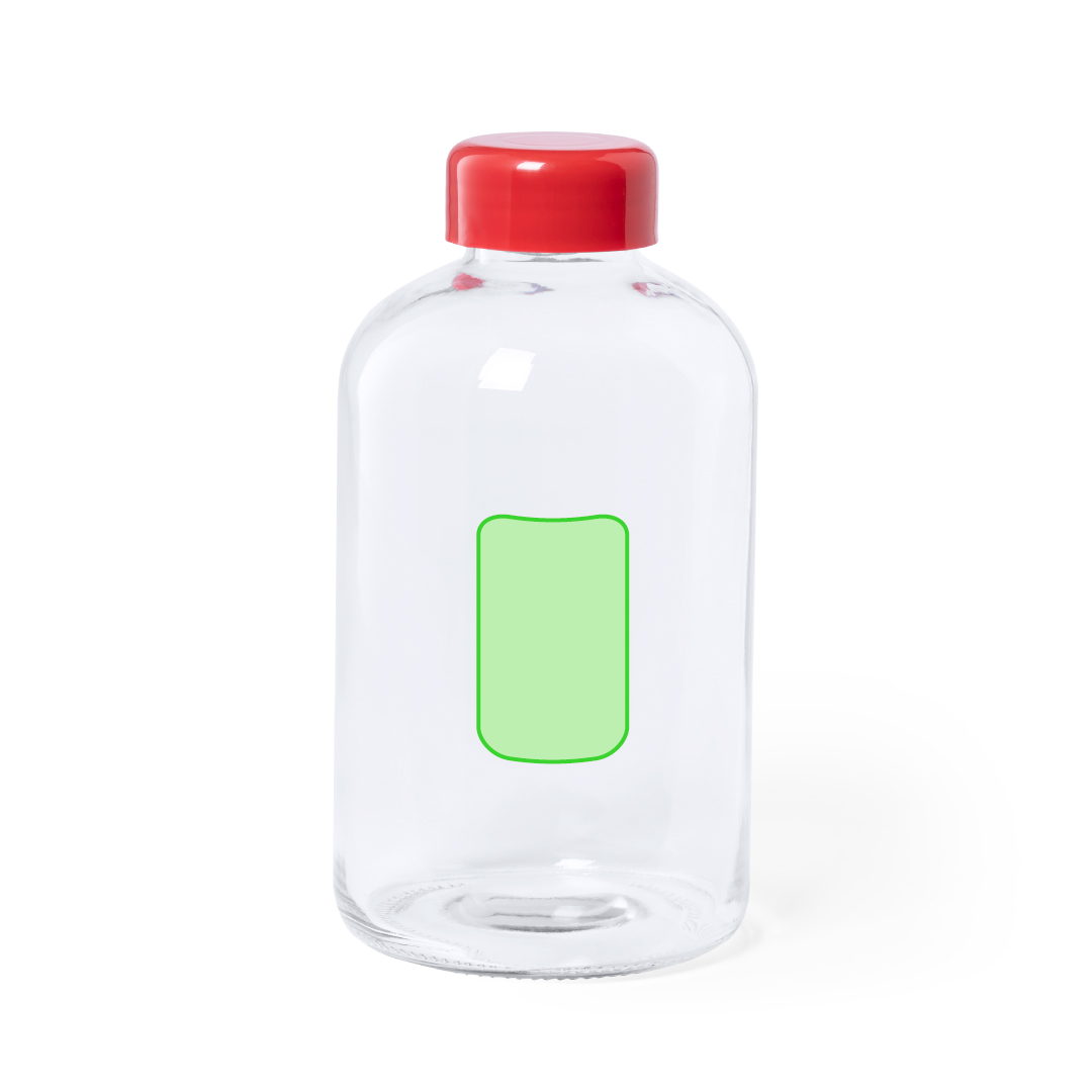 Centered on the side of bottle